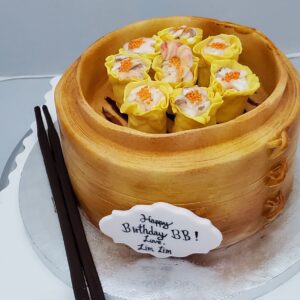 Cake made like a Dimsum basket