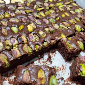 Catering food pistachio brownies